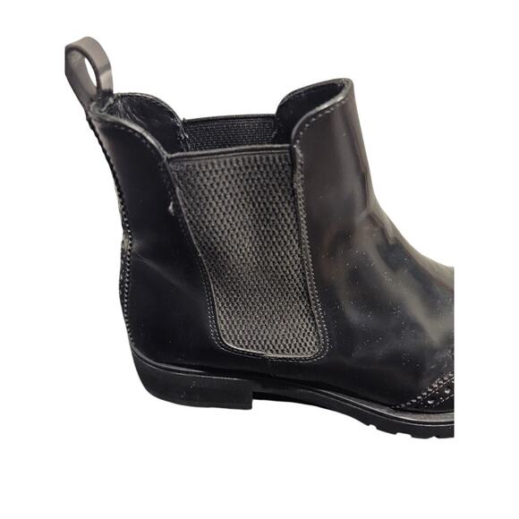 Massimo Dutti Leather Ankle Boots Oxford Women's Sz 8/39 Black Brogue Wingtip - Picture 4 of 12